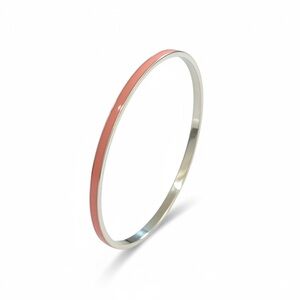 Tiffany & Co Sterling Silver Pink Enamel Bangle Bracelet 925 Italy / Pouch & Box